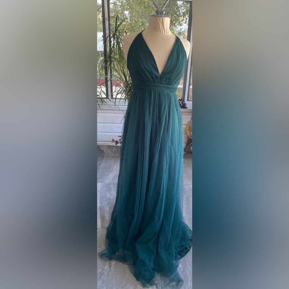 Lulus Hunter Green Backless Maxi Dress NWT, Size S